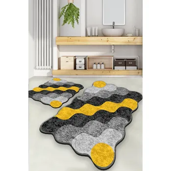 Koupelnová předložka ASIR Koupelnová předložka CIRCLE zlaté kruhy 2 ks