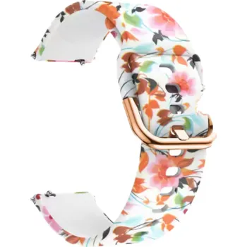 Příslušenství k chytrým hodinkám Silikonový řemínek s potiskem 20 mm - univerzální (Samsung, Huawei, Xiaomi,..) Světlé květiny
