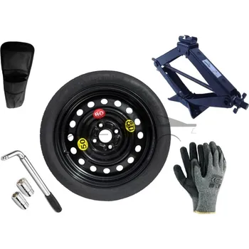 Plechové kolo Sada - Dojezdové kolo OPEL KARL R15 4x100x56,5 + gola klíč + hever + obal na hever