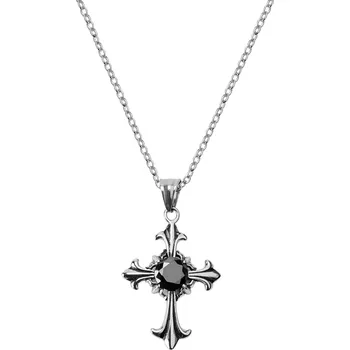 Náhrdelník Gotický náhrdelník s křížkem stříbrné barvy - Lucleon