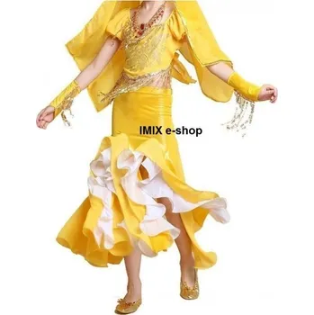 Karnevalový kostým Dívčí orient kostým SABIRA - doprodej Sytě žlutá M Sukně + top + doplňky