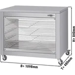 G.Gastro Ohřívací skříň režon s oboustranně posuvnými skleněnými dveřmi & 4 policemi - 1098 x 480 x 840 mm