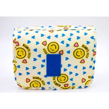 Kosmetická taška Kosmetická taška, pastelová žlutá se srdíčky na zavěšení