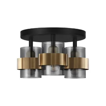 Nova Luce Stropní svítidlo SIANNA kouřové sklo mosazný zlatý kov E27 3x12W