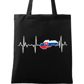 Bavlněná taška Kardiogram a Slovensko (Barva: Černá)