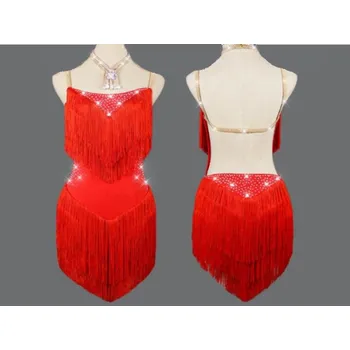 Profesionální taneční šaty Valentina - možnost na míru Sytě červená L