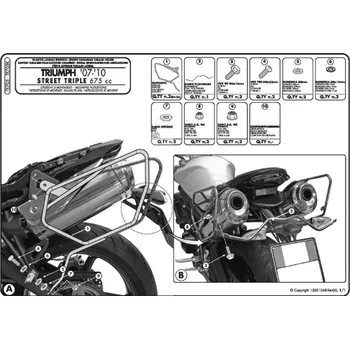 Zavazadlo na motocykl Boční nosič brašen KAPPA TRIUMPH Street Triple 675 (07-12) - také RA314 EASY LOCK CUFF RACK