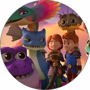 Přisada na vaření a pečení Jedlý papír Dračí záchranáři Dak a Leyla s draky 19,5 cm