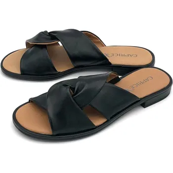 Dámské pantofle Dámské kožené pantofle 9-9-27100-28-040 Caprice černé Barva: black softnap., Velikost: 38