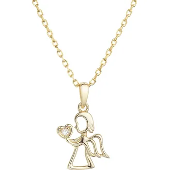 Náhrdelník EVOLUTION GROUP CZ Pozlacený stříbrný náhrdelník anděl se zirkonem v srdíčku - 12073.1