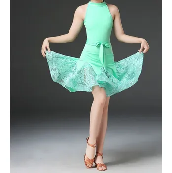 Dívčí šaty Taneční dívčí šaty na latinu bez rukávů Jolana Světle zelená 120