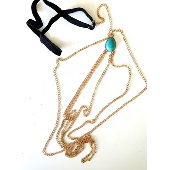 Náramek Náramek na nohu - kámen s řetízky Zlatá