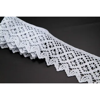 Stuha Bavlněná paličkovaná krajka - světle modrá - šířka 5 cm