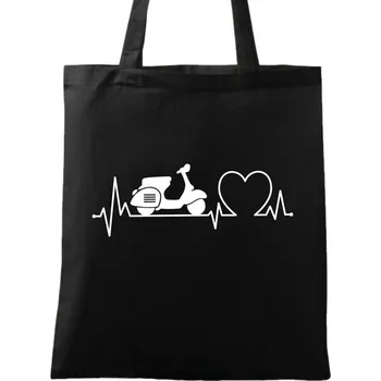 Bavlněná taška Kardiogram a Skútr (Barva: Černá)