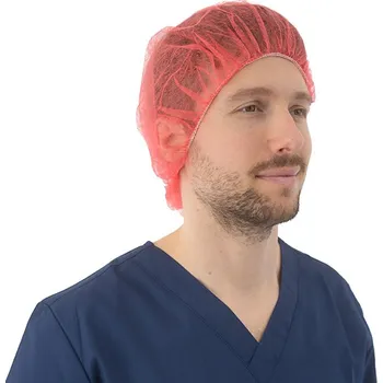 Jednorázová čepice Čepice z netkané textilie, BARET, 100 ks, červená Velikost: L (53 cm)