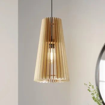 TEMAR LIGHTING Závěsné světlo Cone, jednoplamenné světlé dřevo, černá 1 x 40 W - Doprava zdarma