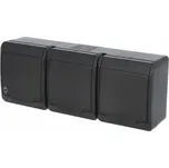 FAM 5323-09 GALATEA IP44 Zásuvka 3x 2P+PE, 3-násobná vodorovná (černá)