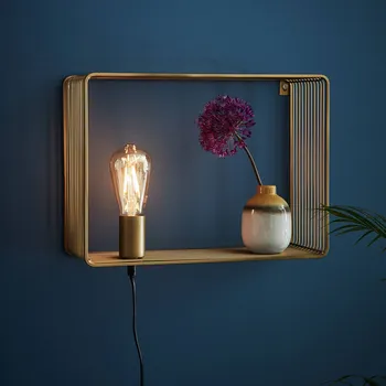 Lampička Markslöjd Nástěnné světlo Shelf, zlatá - kabel 200 cm 1 x 60 W - Doprava zdarma