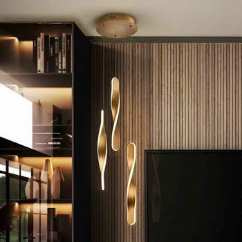 Schuller Valencia Závěsné svítidlo LED Twist, 3l. Hliník, kov, akryl, zlatá barva zlato LED 40 W celkem - Doprava zdarma