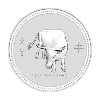 2 unce stříbrná mince Austrálie Lunar I vůl 2009