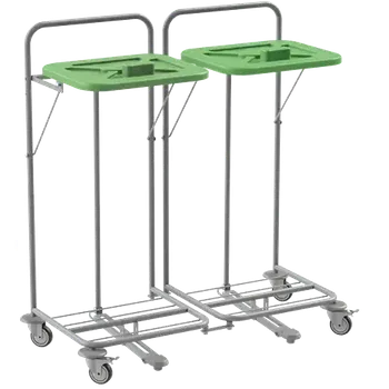 Odpadkový koš VK 120 - 2N vozík na třídění odpadu a prádla plast - VK - zelený