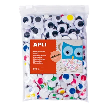 Výtvarná sada APLI MOVING EYES - oči kulaté, Jumbo pack, 600 ks, samolepicí, mix velikostí a barev