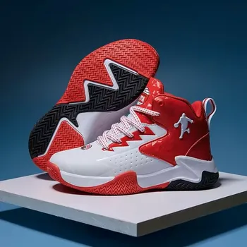 Dětská treková obuv Dětské sportovní (basketbalové, atletické) boty - protiskluzové, s měkkou podrážkou Barva: bílo červená, Velikost: 37