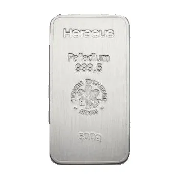 500 gramů palladiový slitek Heraeus