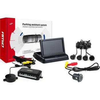 Parkovací asistent Asistenty parkování TFT02 4,3" s kamerou HD-308-LED 4-senzorové, černé "GOLD" - 02699