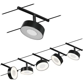 Lampička Paulmann Circle LED lankový systém 5 zdrojů černá - délka lanka 10 m, max. 2 x 5 m lze napnout matná černá 5 x 5 W LED - Doprava zdarma