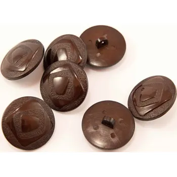 Knoflík Knoflík se spodním přišitím s ornamentem - hnědá - průměr 2,2 cm