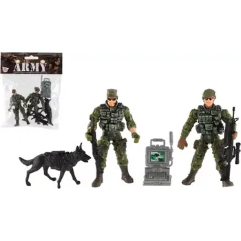 Teddies Sada vojáci se psem s doplňky 6ks plast v sáčku 17x20x3cm