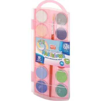 Vodová barva ASTRA Vodové pastelové barvy se štětcem průměr 23,5mm 12 barev, 302122001