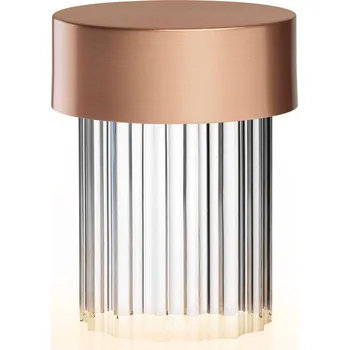 Lampička Nabíjecí stolní lampa FLOS LED Last Order, žebrovaná, měděná, IP20 - Podstavec - výška 10 cm, Ø 7 cm měděné, průhledné LED 2,5 W celkem - Doprava zdarma