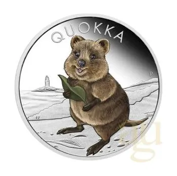 1 unce stříbrná mince Austrálie Quokka 2021 coloriert - leštěná deska