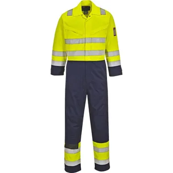 montérky PORTWEST Kombinéza Hi-Vis MODAFLAME MV28, reflexní POR-MV28YNTXL XL Žlutá/navy Prodložené na výšku 183 cm