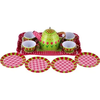 Dětská kuchyňka Dětská čajová sada s tulipány, 14ks plech, 25x17x11 cm