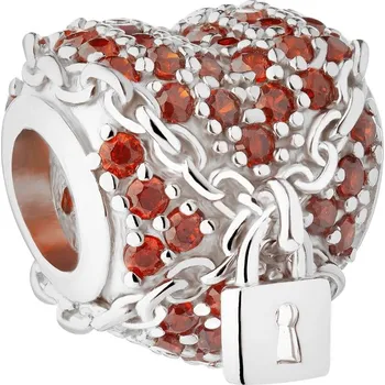 Přívěsek Stříbrný přívěsek Beads se zirkony - srdce, visací zámek - AP536-0229