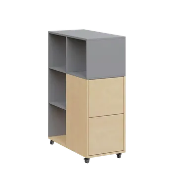 Šatní skříň AERO 32 P kancelářská skříň, 2-dveřová/4 niky, pravá, 1100x400x800, kolečka, chinchilla šedá/bříza světlá