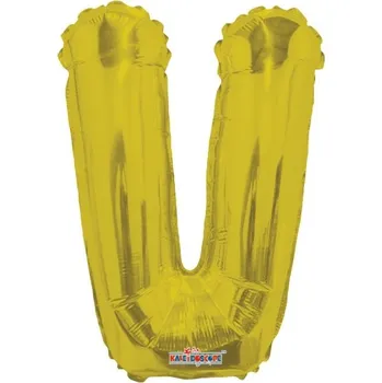 Balónek Fóliový balónek 35 cm - písmeno V - zlatý - K35090-14S