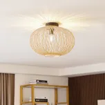 Lindby Solvira stropní světlo, bambus, kulaté - stropní držák – Ø 12 cm; výška 2,5 cm bambus přírodní, černá 1 x 15 W LED - Doprava zdarma