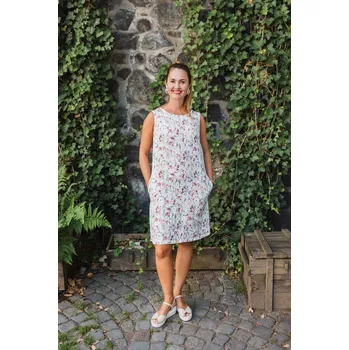 Dámské šaty Lněné 100% Lněné šaty Letní květiny Velikost: EU 34