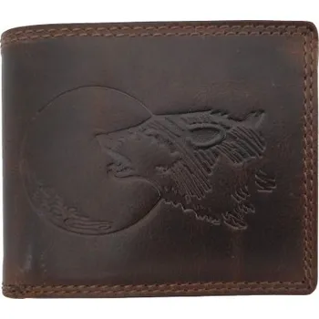 Peněženka Pánská kožená peněženka NOC VLKA DARK BROWN