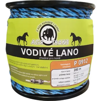 Pro koně Vodivé lano CZ 5mm 5vodičů 200m, černo/modré