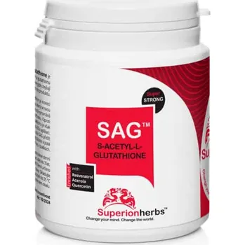 Přírodní produkt Superionherbs S-acetyl-L-Glutathion, SAG, 90 kapslí (nejpokročilejší forma dostupného glutathionu, silný antioxidant)