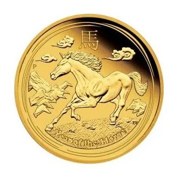 1/10 uncí zlatá mince Austrálie Lunar II kůň 2014 - leštěná deska
