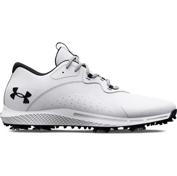 Golf Under Armour Charged Draw 2 Wide pánské golfové boty, bílé bílé, široká, se spajky, 40.5