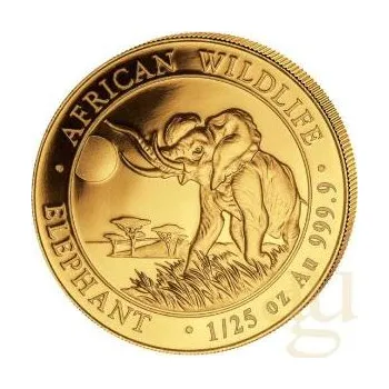 Sběratelství 1/25 uncí zlatá mince Somálsko slon 2016