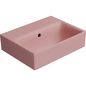 NUBES keramické umývátko 40x32cm, broušená spodní hrana, bez otvoru, blush mat