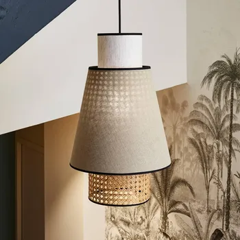 MARKET SET Singapour S závěsné světlo, nude - baldachýn - Ø 10 cm, výška 4 cm krémová, bílá, světlé dřevo, černá 1 x 60 W - Doprava zdarma